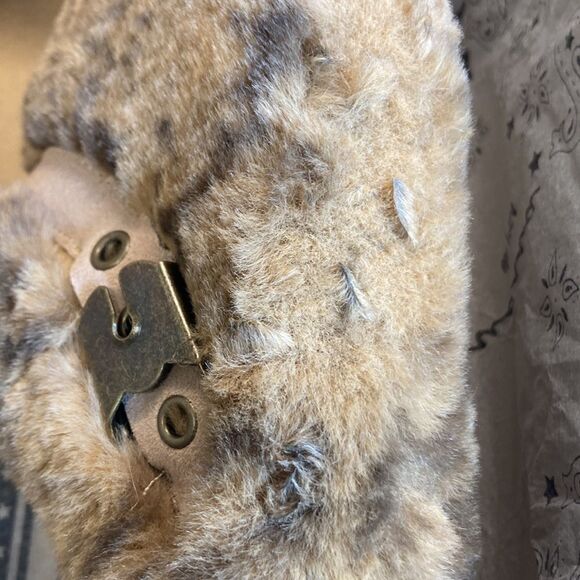 Vintage Havana Easy Brown Faux Sherpa Cork Suede Slip on Slides - Picture 8 of 9